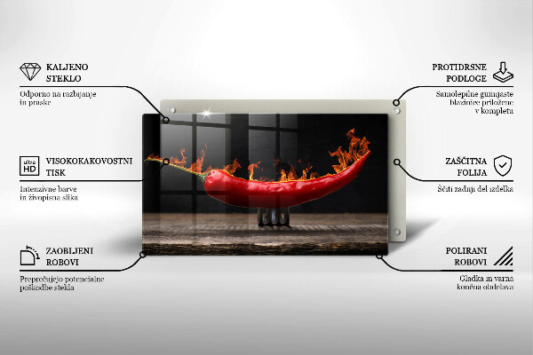 Glas Herdabdeckplatte Scharfe Chilischote