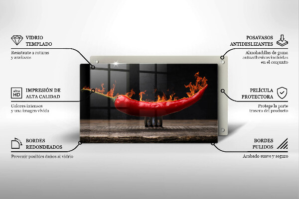 Glas Herdabdeckplatte Scharfe Chilischote