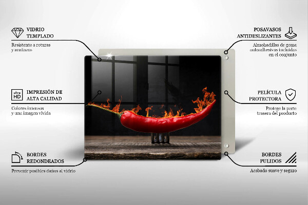 Glas Herdabdeckplatte Scharfe Chilischote