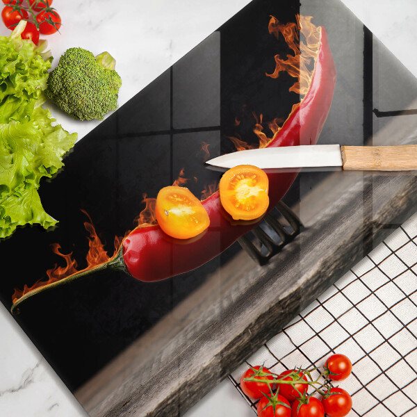 Glas Herdabdeckplatte Scharfe Chilischote