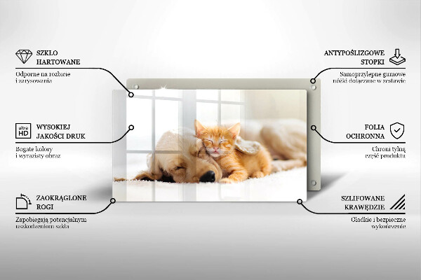 Glas Herdabdeckplatte Tiere Hund und Katze