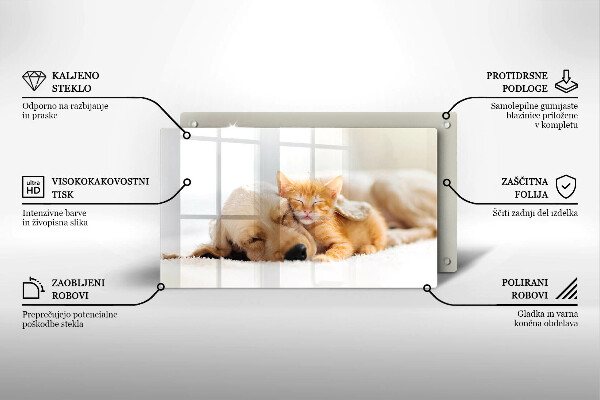 Glas Herdabdeckplatte Tiere Hund und Katze