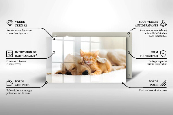 Glas Herdabdeckplatte Tiere Hund und Katze