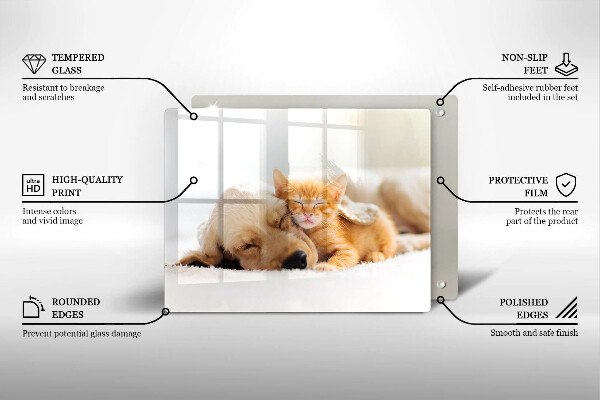 Glas Herdabdeckplatte Tiere Hund und Katze