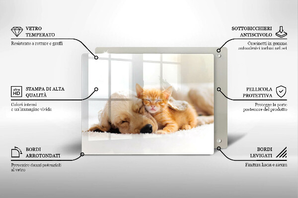 Glas Herdabdeckplatte Tiere Hund und Katze