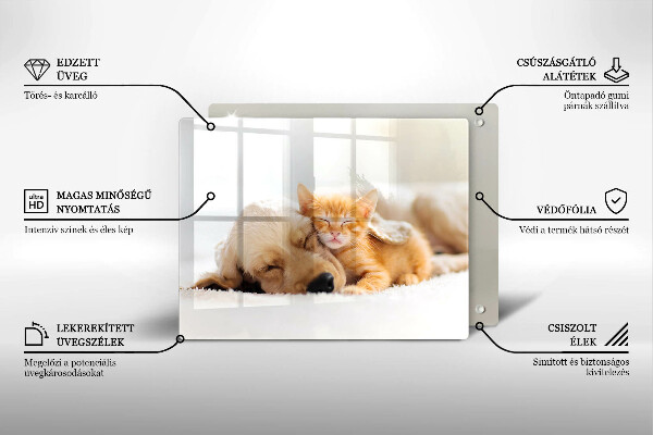 Glas Herdabdeckplatte Tiere Hund und Katze