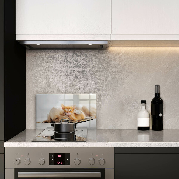 Glas Herdabdeckplatte Tiere Hund und Katze