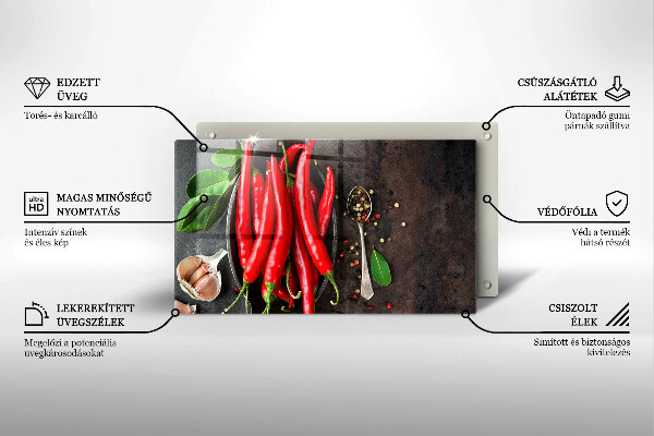 Glas Herdabdeckplatte Rote Chilischoten