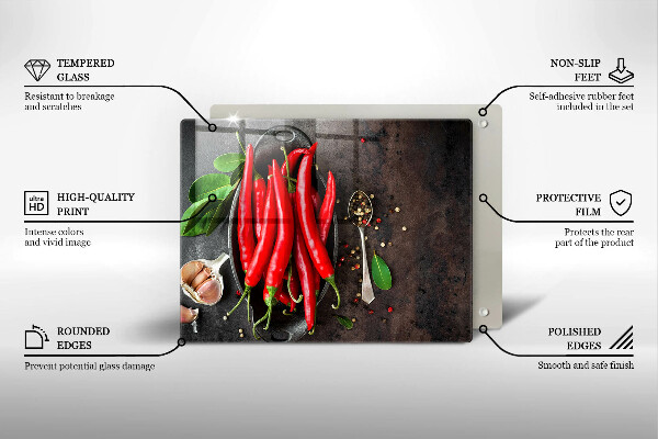 Glas Herdabdeckplatte Rote Chilischoten