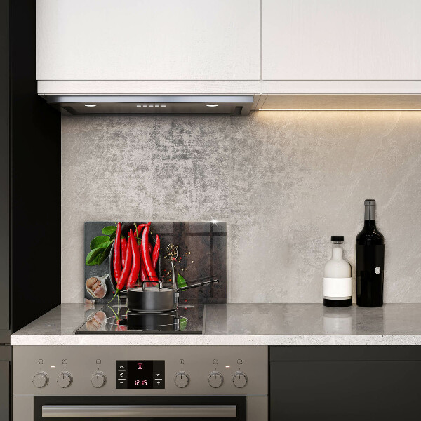 Glas Herdabdeckplatte Rote Chilischoten