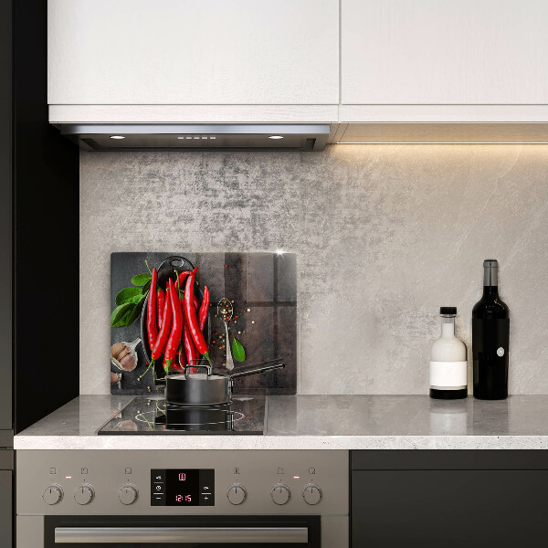 Glas Herdabdeckplatte Rote Chilischoten
