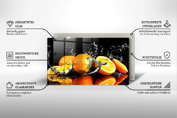 Glas Herdabdeckplatte Saftige Orangenfrucht