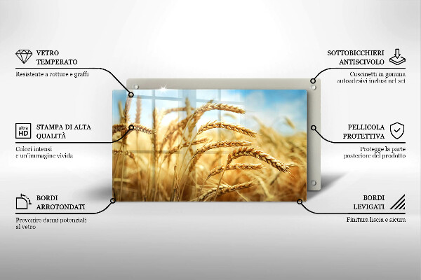 Glas Herdabdeckplatte Getreideähren auf dem Feld