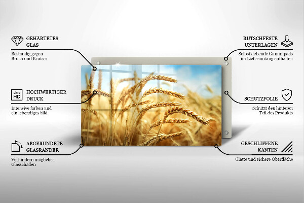 Glas Herdabdeckplatte Getreideähren auf dem Feld