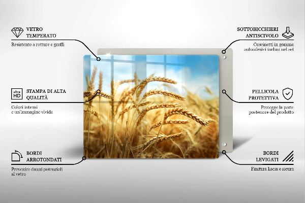 Glas Herdabdeckplatte Getreideähren auf dem Feld