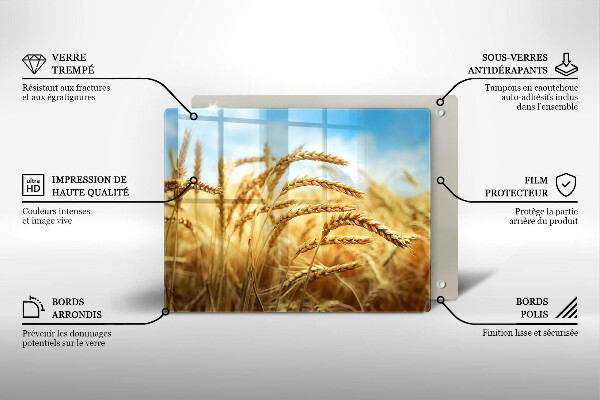 Glas Herdabdeckplatte Getreideähren auf dem Feld