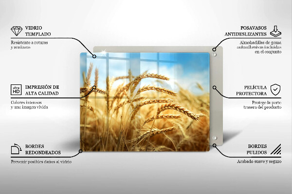 Glas Herdabdeckplatte Getreideähren auf dem Feld