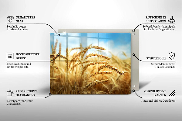 Glas Herdabdeckplatte Getreideähren auf dem Feld