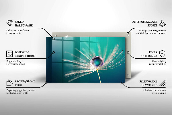 Glas Herdabdeckplatte Tau auf einem Löwenzahn