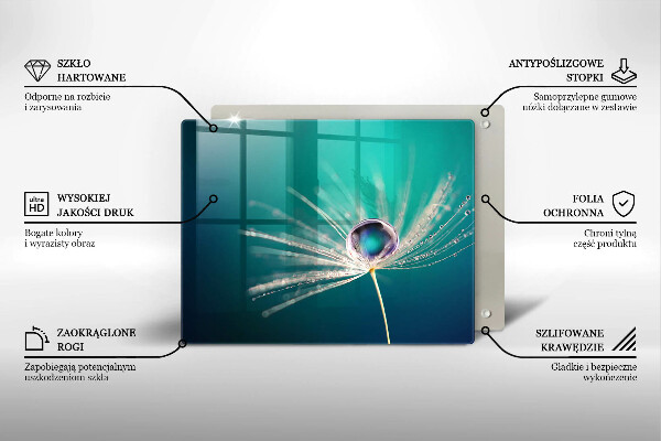 Glas Herdabdeckplatte Tau auf einem Löwenzahn