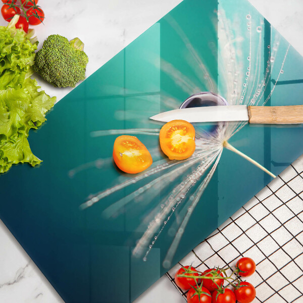 Glas Herdabdeckplatte Tau auf einem Löwenzahn