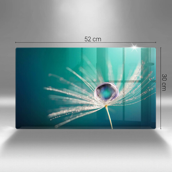 Glas Herdabdeckplatte Tau auf einem Löwenzahn