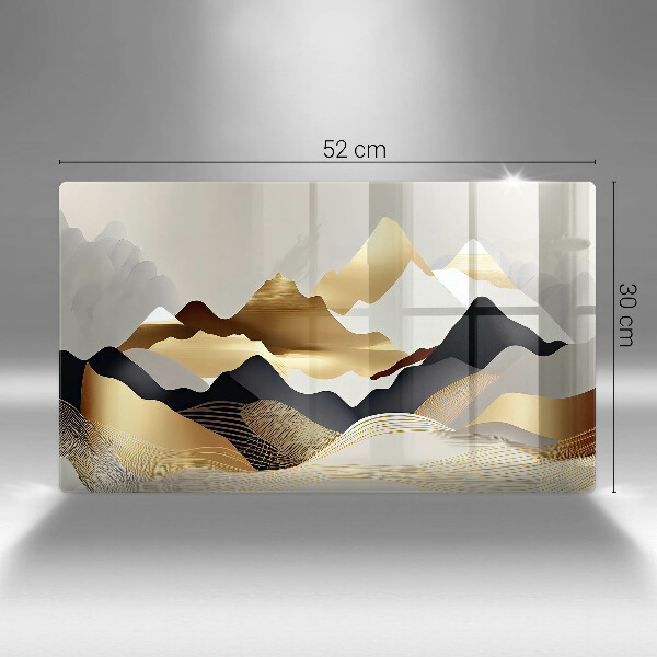 Glas Herdabdeckplatte Abstrakte goldene Berge