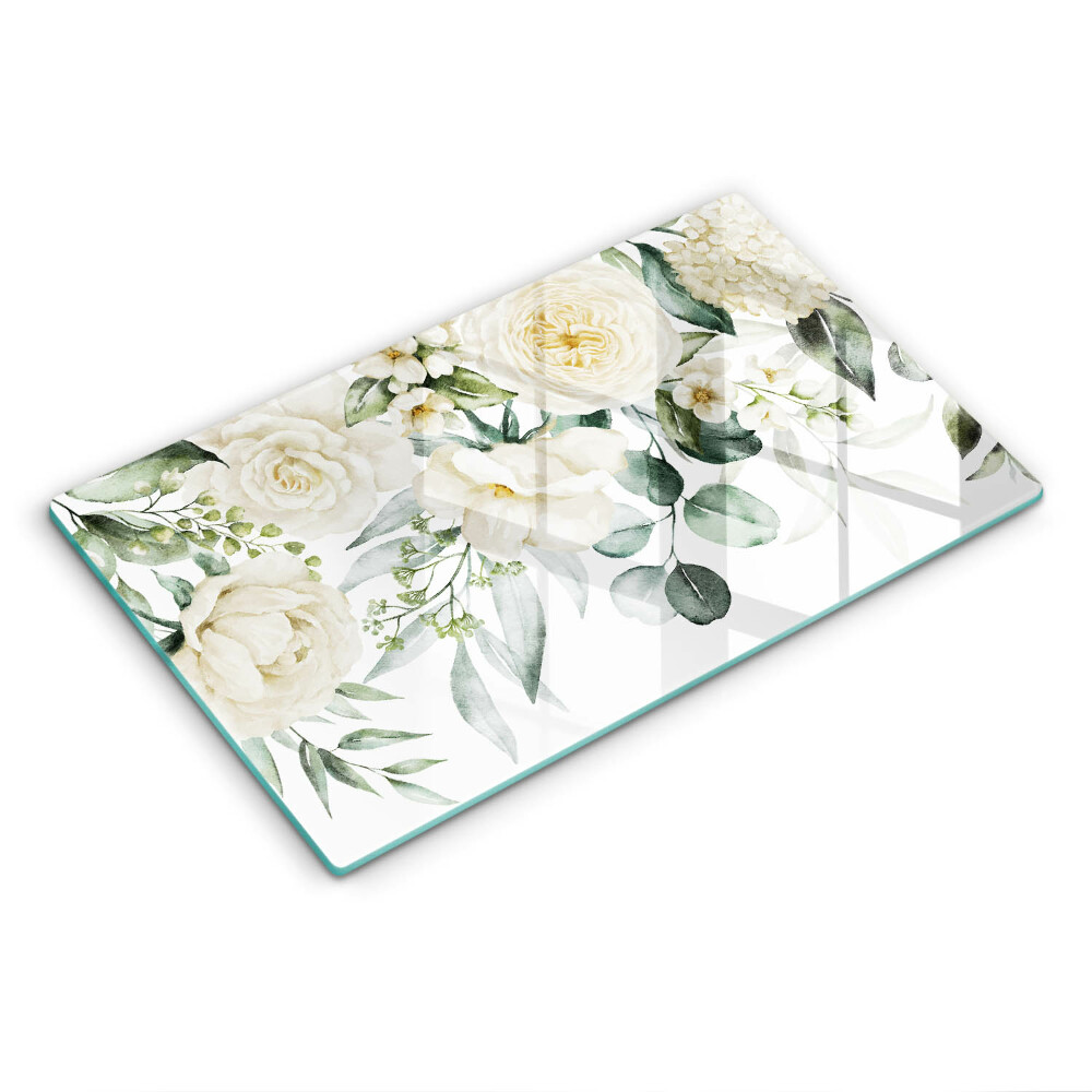 Glas Herdabdeckplatte Aquarellblumen