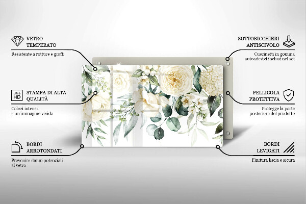 Glas Herdabdeckplatte Aquarellblumen