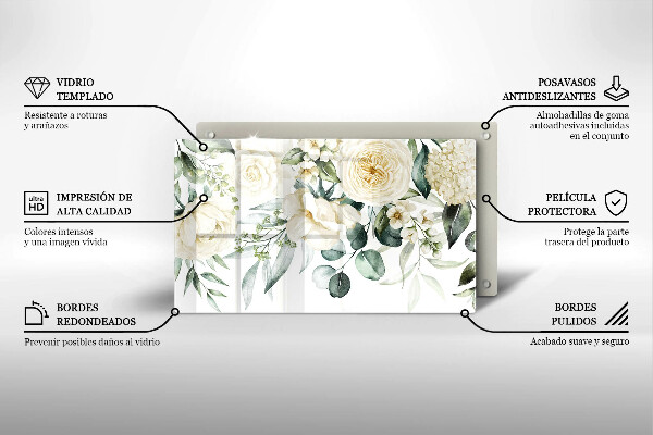 Glas Herdabdeckplatte Aquarellblumen