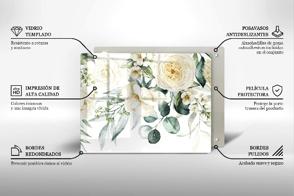 Glas Herdabdeckplatte Aquarellblumen