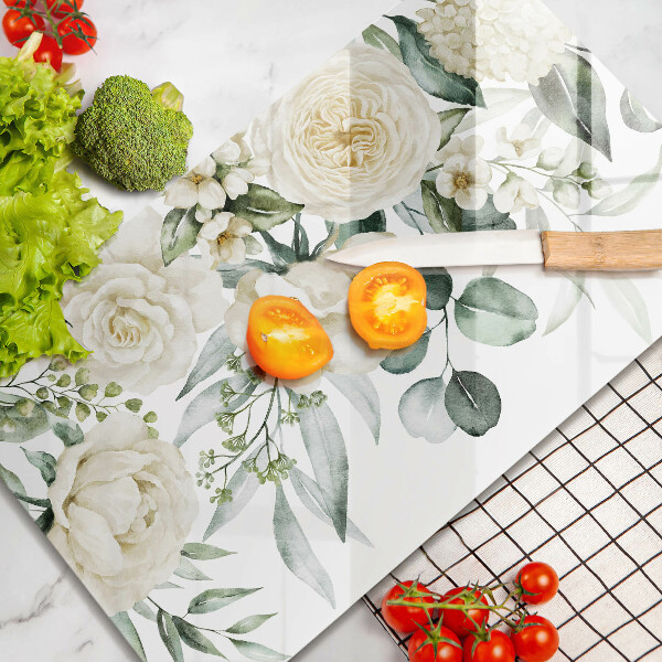 Glas Herdabdeckplatte Aquarellblumen