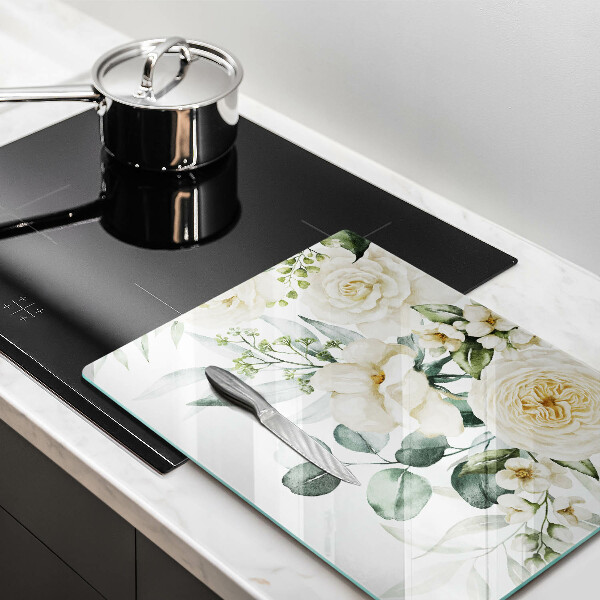 Glas Herdabdeckplatte Aquarellblumen