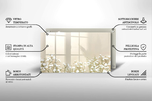 Glas Herdabdeckplatte Gips-Boho-Blumen