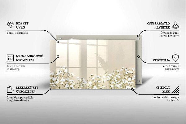 Glas Herdabdeckplatte Gips-Boho-Blumen