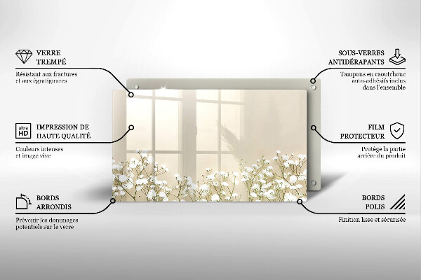 Glas Herdabdeckplatte Gips-Boho-Blumen