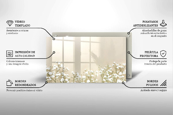 Glas Herdabdeckplatte Gips-Boho-Blumen