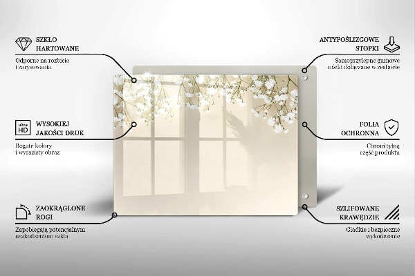 Glas Herdabdeckplatte Gips-Boho-Blumen