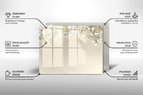 Glas Herdabdeckplatte Gips-Boho-Blumen