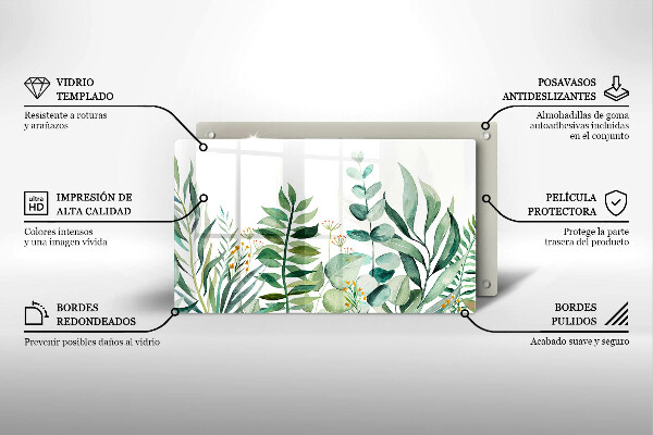 Glas Herdabdeckplatte Illustration der Pflanzenblätter