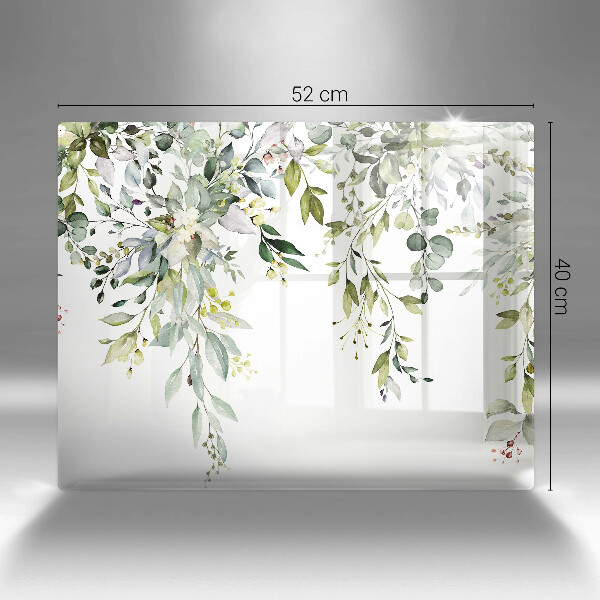Glas Herdabdeckplatte Dekorative Blätter und Blüten