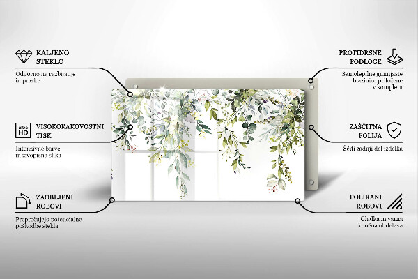 Glas Herdabdeckplatte Dekorative Blätter und Blüten