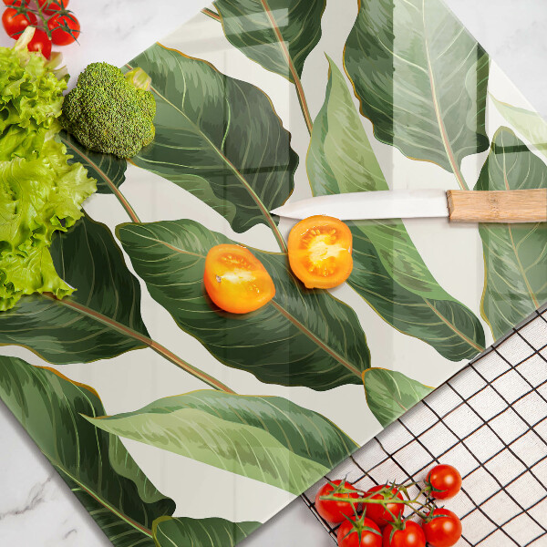 Glas Herdabdeckplatte Bananenblätter