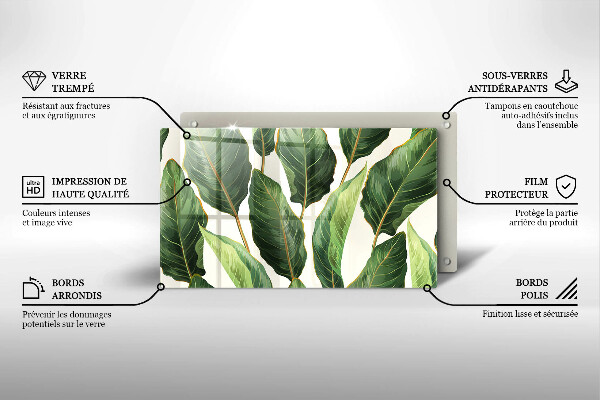 Glas Herdabdeckplatte Bananenblätter