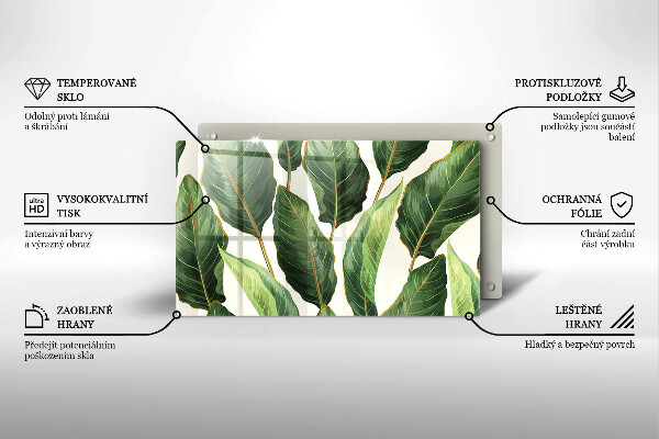 Glas Herdabdeckplatte Bananenblätter