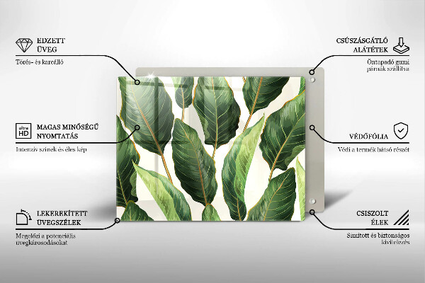 Glas Herdabdeckplatte Bananenblätter