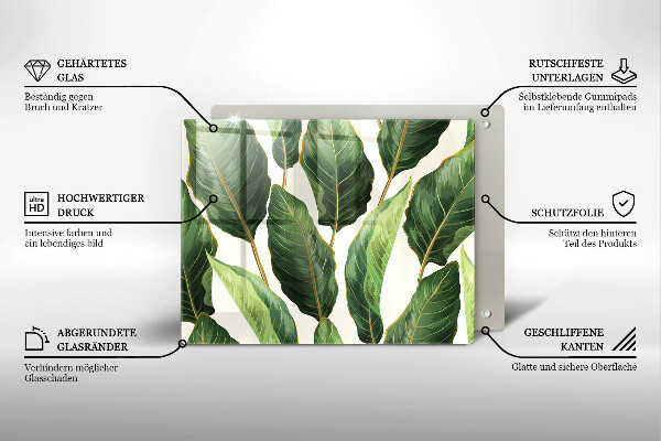 Glas Herdabdeckplatte Bananenblätter