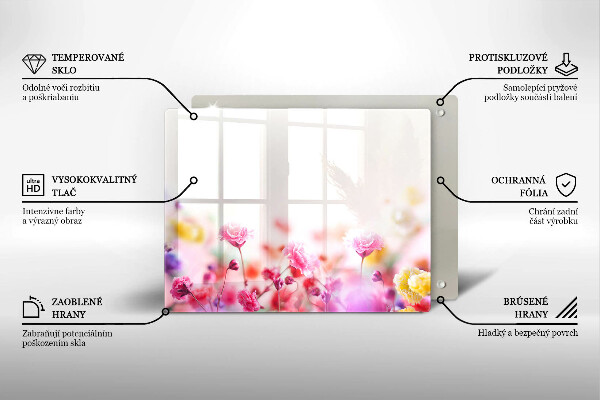 Glas Herdabdeckplatte Blumenwiese