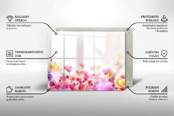 Glas Herdabdeckplatte Blumenwiese