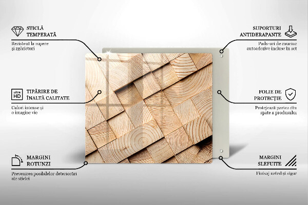 Glas Ceranfeldabdeckung Holzquadrate